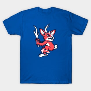 Jackalope Cryptid Baseball Mascot T-Shirt: Unique Antler-Swinging Design for Baseball Enthusiasts! T-Shirt